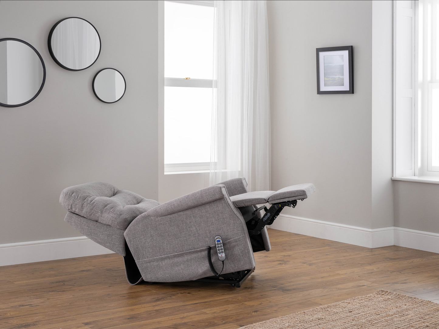 Celebrity Sandhurst Cloud Zero Triple Motor Rise And Recliner Fabric Armchair With Mammoth Foam With Adjustable Headrest Option VAT FREE