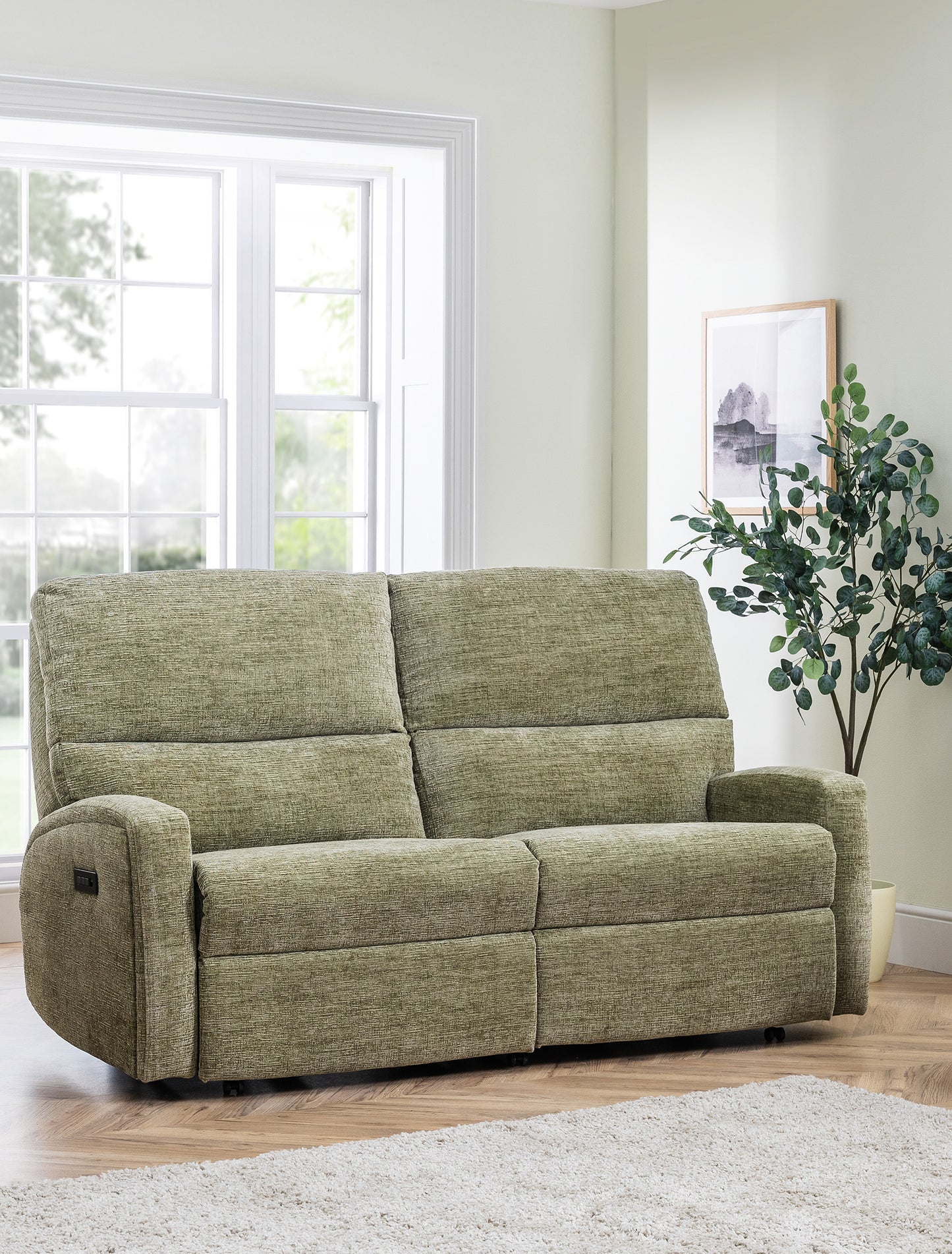 Celebrity Southwell Three Seater Electric Powered Reclining Fabric Sofa With Mammoth Foam & Lumbar & Headrest Adjustment Option