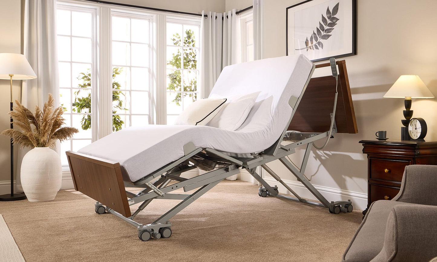 Solo Low Footboard Profiling High Low Floor Bed Home Care Adjustable Bed With A Choice Of Mattresses VAT FREE