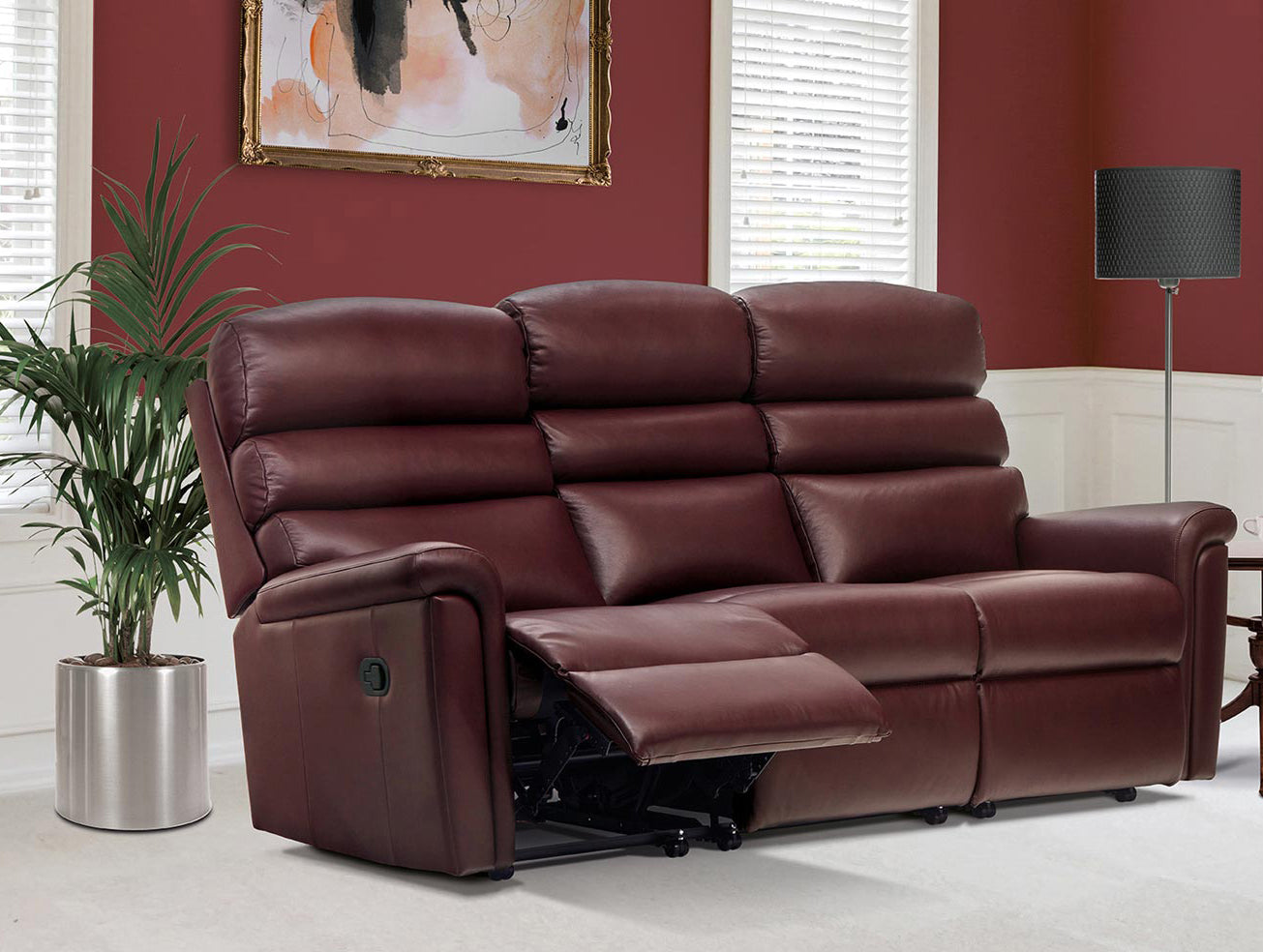 Sherborne Comfi-Sit Three Seater Manual Reclining Leather Sofa