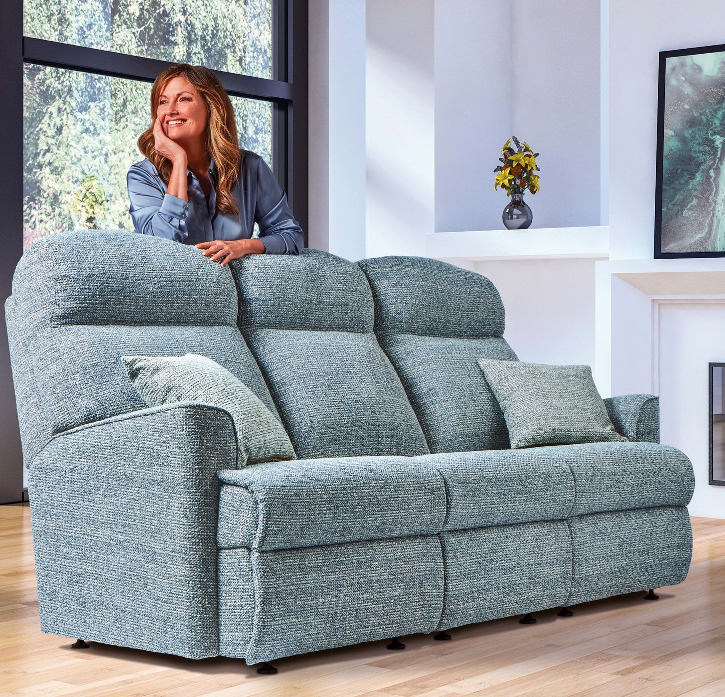 Sherborne Harrow Three Seater Manual Reclining Fabric Sofa