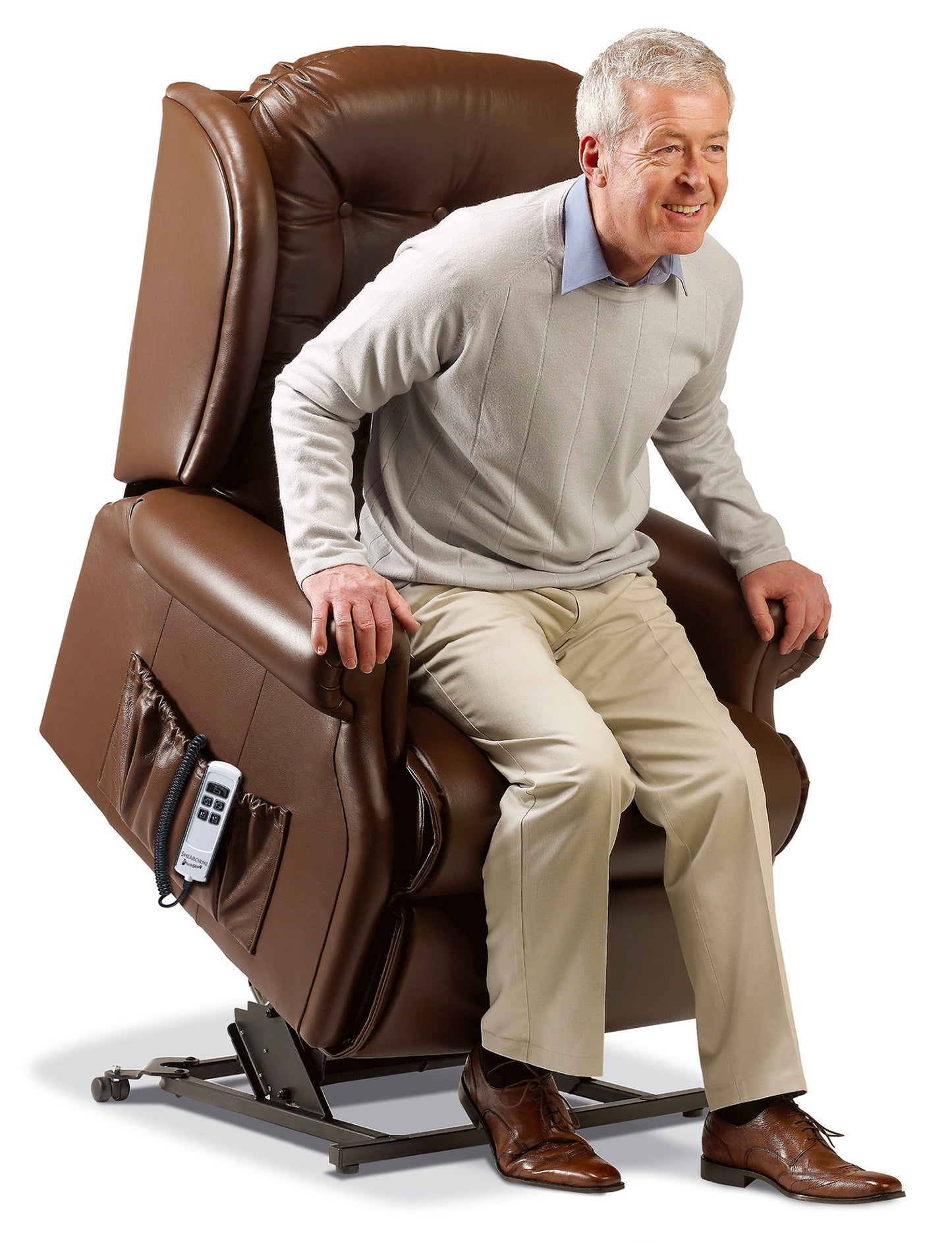 Sherborne Lynton Dual Motor Leather Rise And Recliner Armchair VAT FREE