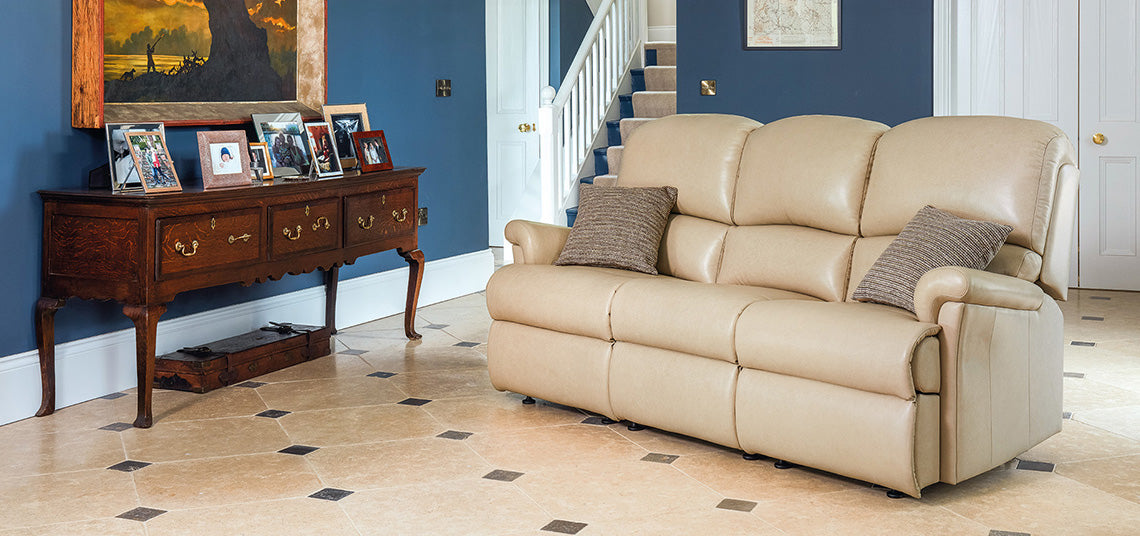 Sherborne Nevada Three Seater Manual Reclining Leather Sofa