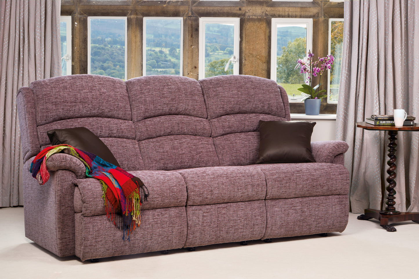 Sherborne Olivia Three Seater Electric Powered Reclining Fabric Sofa