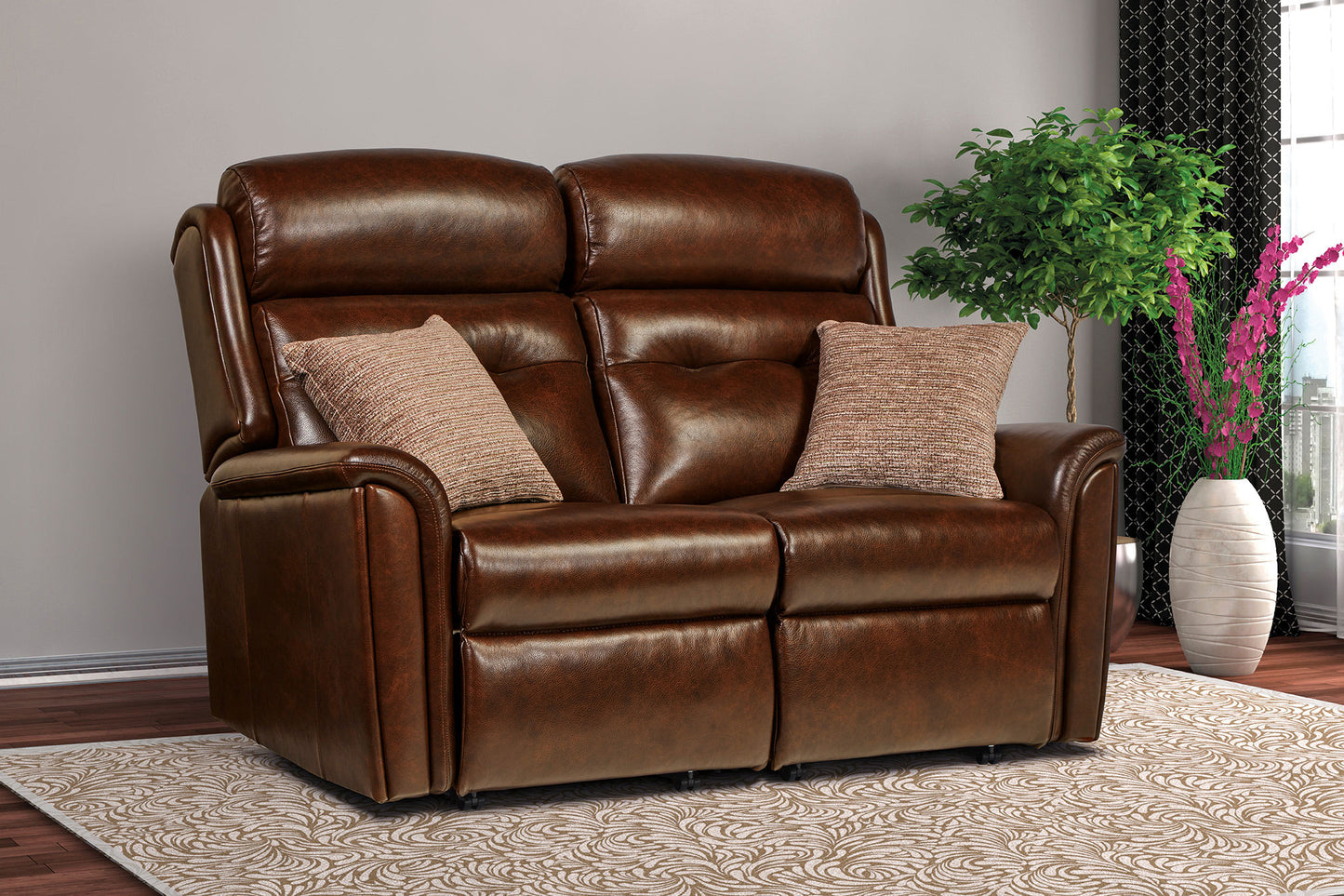 Sherborne Roma Two Seater Fixed Leather Sofa