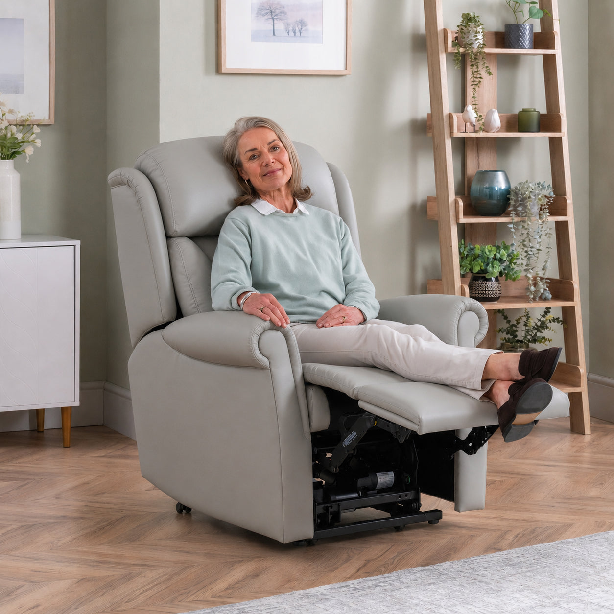 Celebrity Ashfield Electric Powered Recliner Leather Armchair With Lumbar & Headrest Adjustment Options