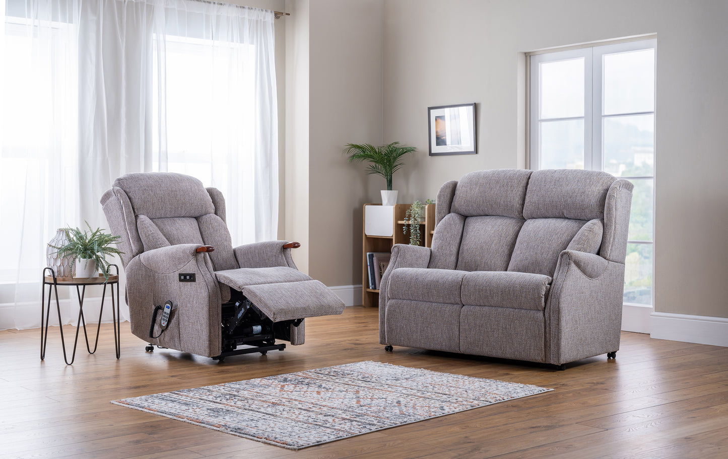 Celebrity Canterbury Electric Powered Recliner Fabric Armchair With Mammoth Foam & Lumbar & Headrest Adjustment Option