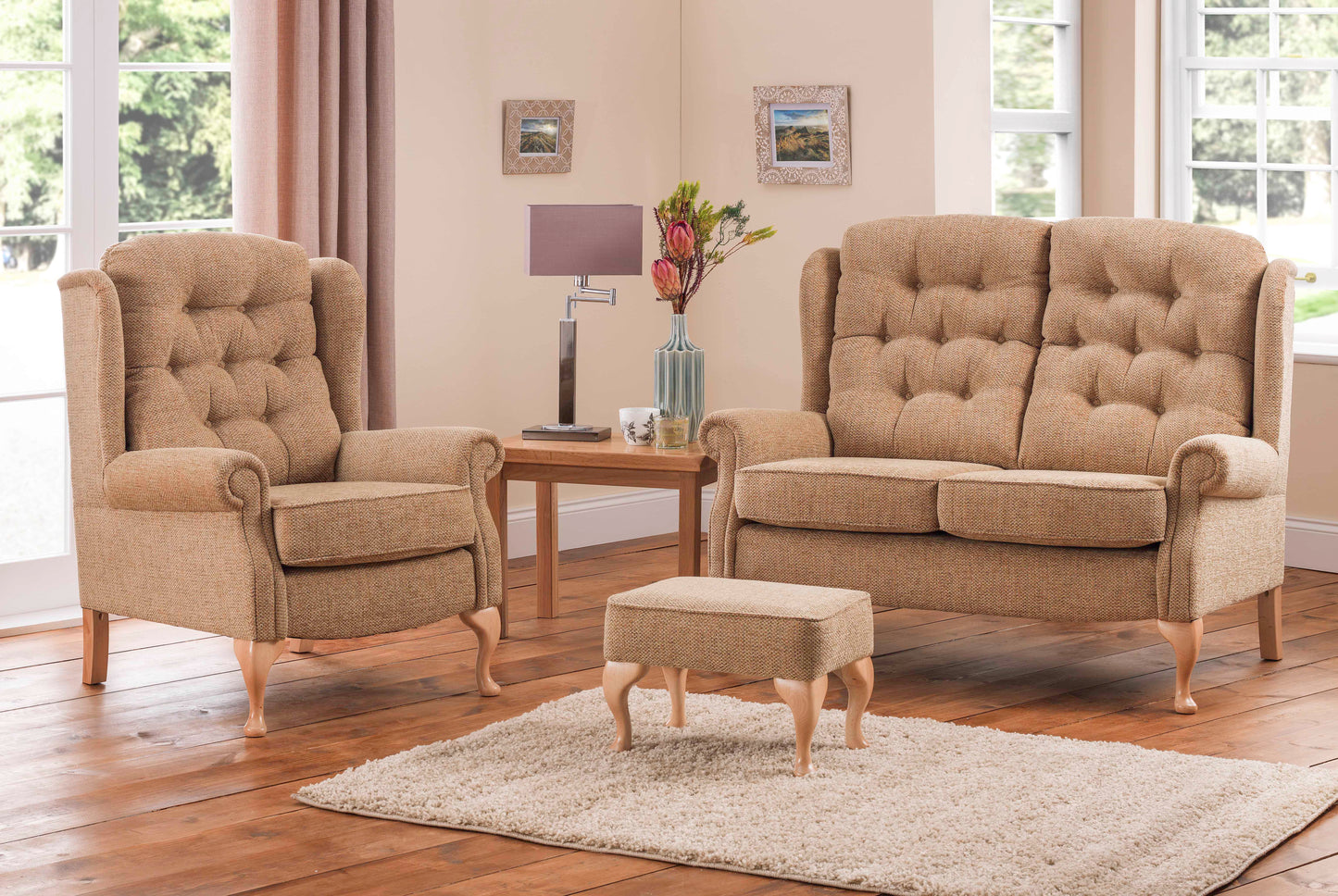 Celebrity Woburn Legged Fixed Fabric Fireside Two Seater Settee