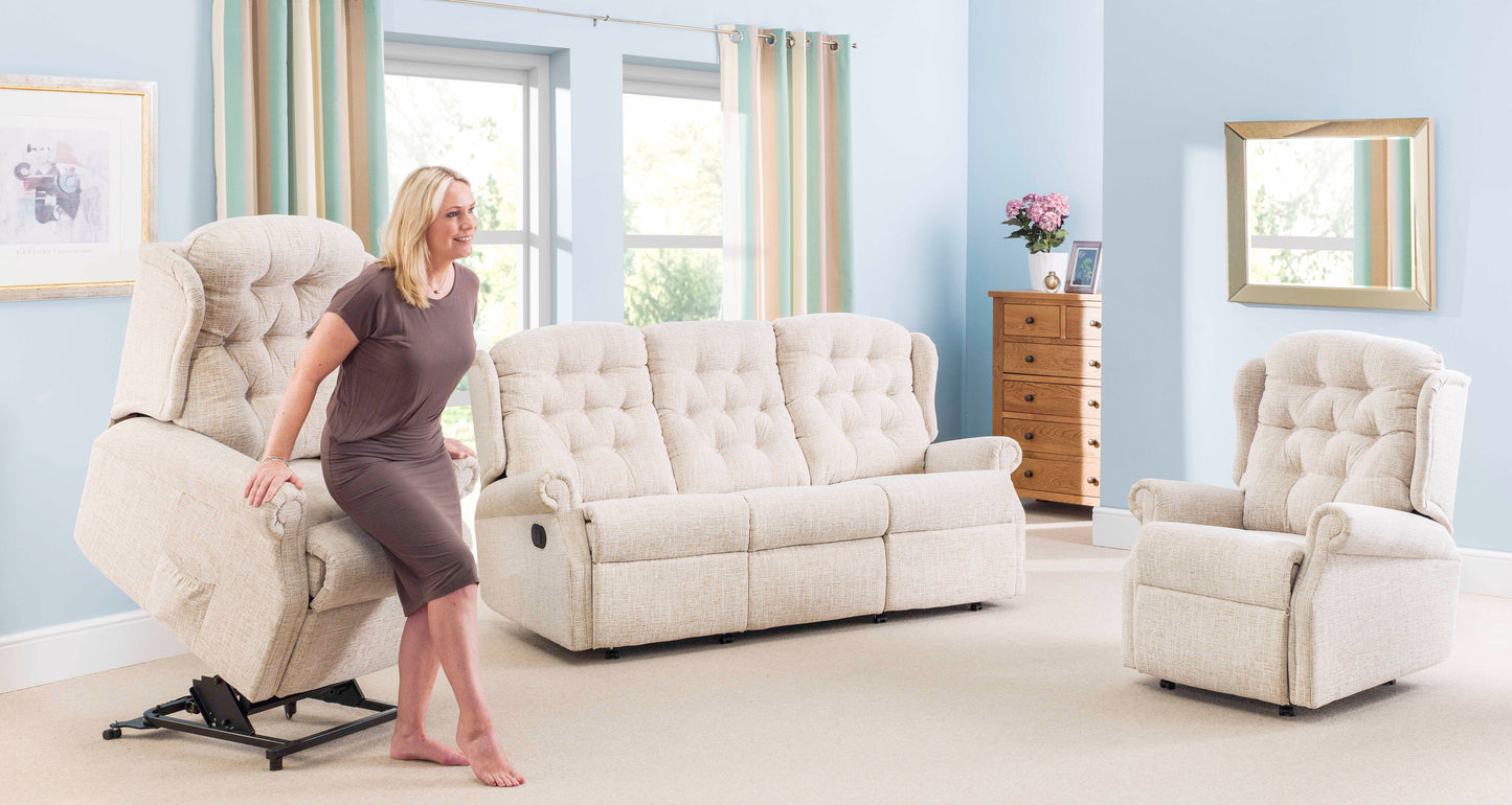 Celebrity Woburn Three Seater Settee Electric Powered Reclining Fabric Sofa With Mammoth Foam