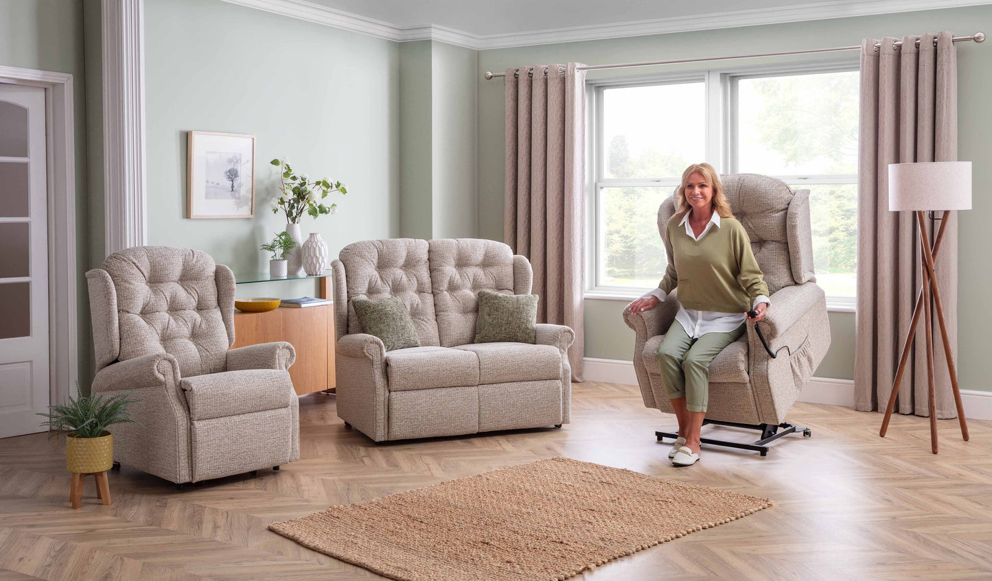 Celebrity Woburn Cloud Zero Triple Motor Rise And Recliner Fabric Armchair With Mammoth Foam & Lumbar & Headrest Adjustment Option VAT FREE