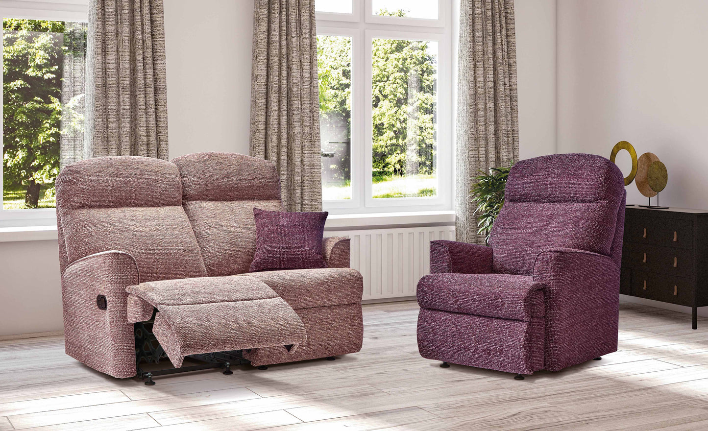 Sherborne Harrow Two Seater Electric Powered Reclining Fabric Sofa