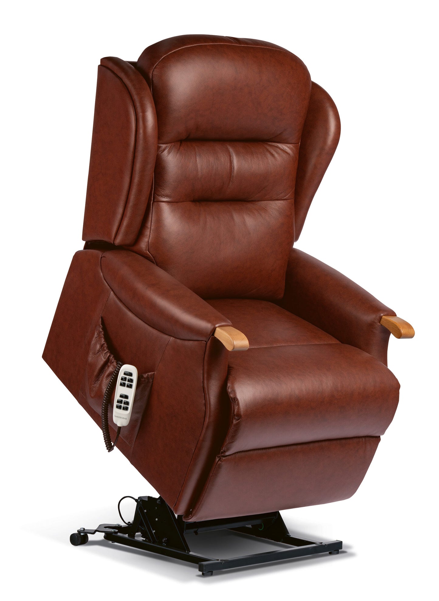 Sherborne Newbury Knuckle Single Motor Leather Riser Recliner Armchair With Lumbar & Headrest Adjustment Option VAT FREE