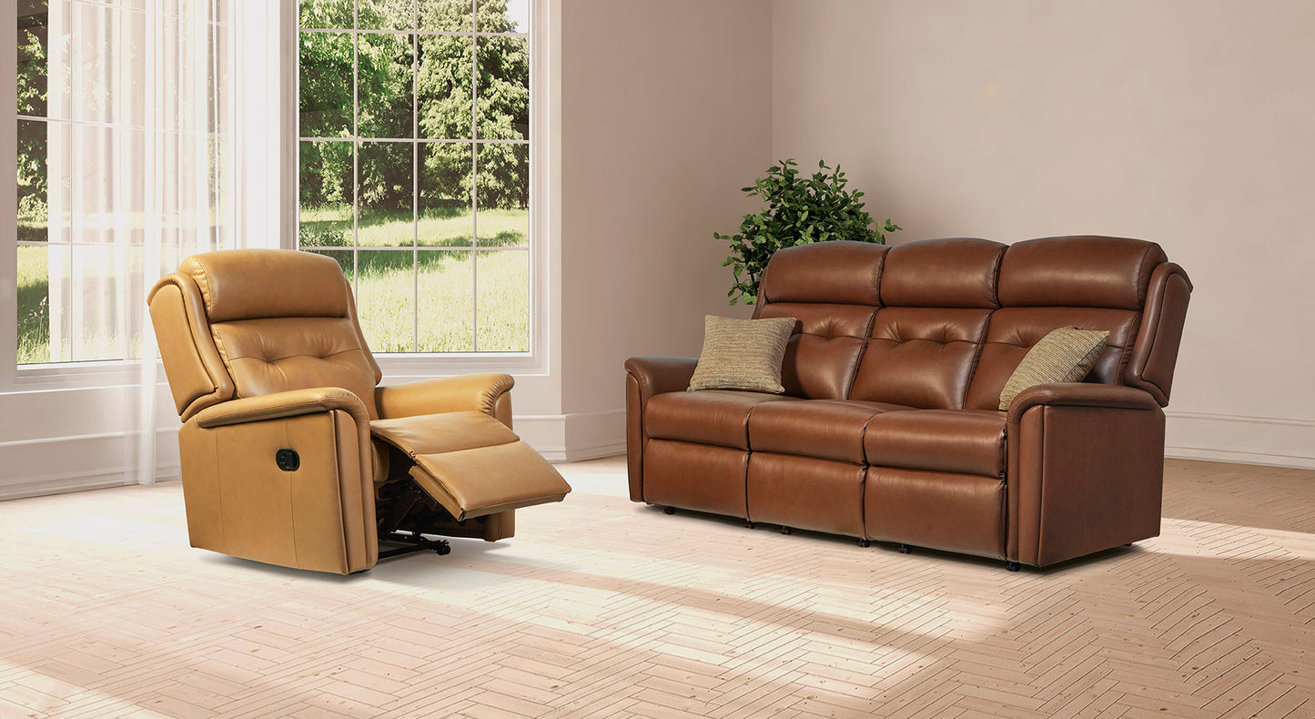 Sherborne Roma Three Seater Fixed Leather Sofa