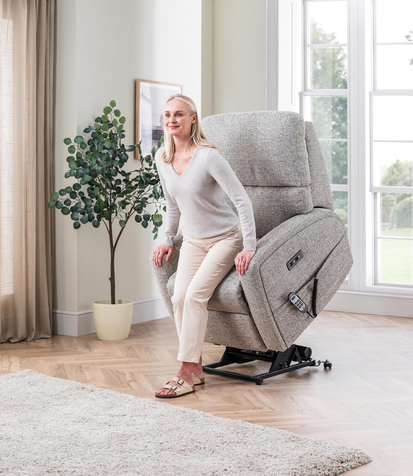 Celebrity Southwell Dual Motor Rise And Recliner Fabric Armchair With Mammoth Foam & Lumbar & Headrest Adjustment Option VAT FREE