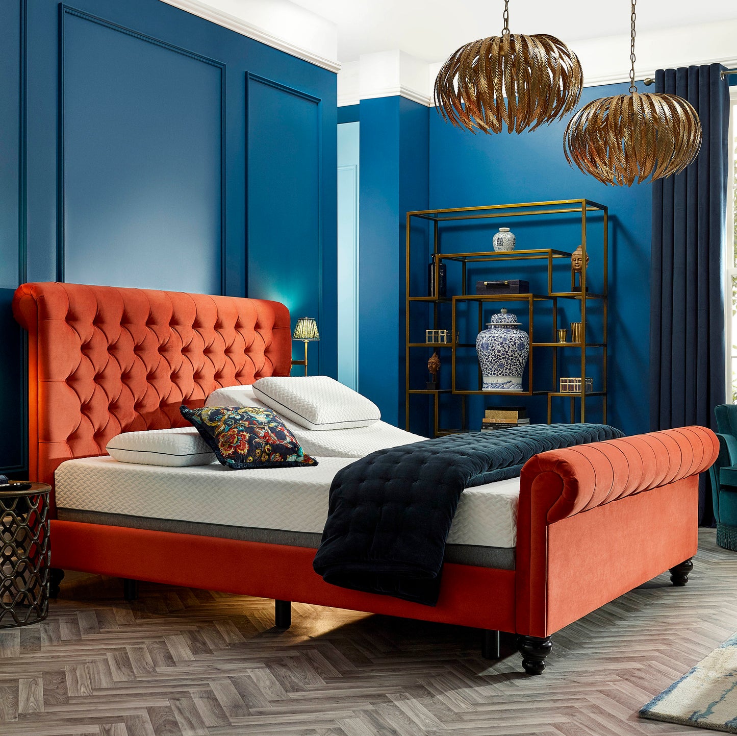 Premium Upholstered Dalta Adjustable Bed Frame With A Mallow Pocket Sprung Medium Firm Feel Mattress VAT FREE