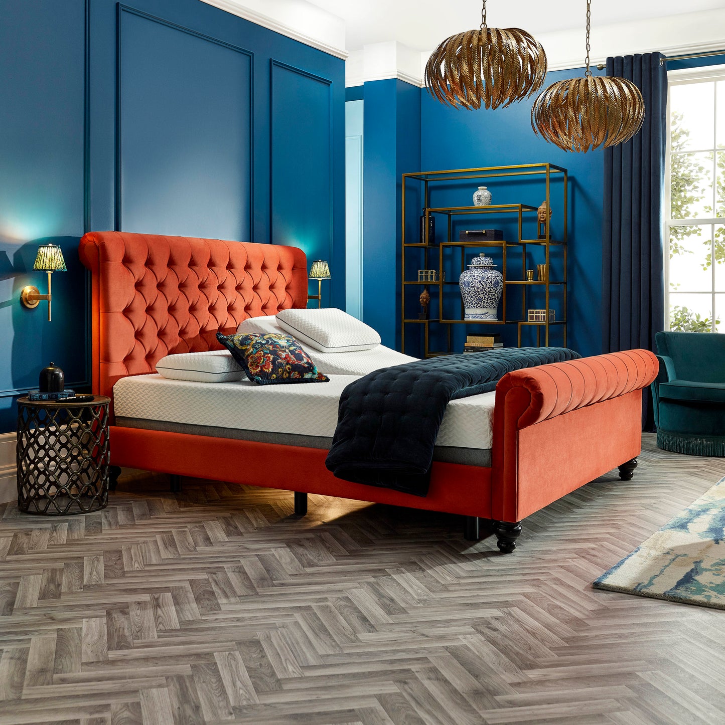 Premium Upholstered Dalta Adjustable Bed Frame With An Emporia Pocket Sprung Soft, Medium Or Firm Feel Mattress VAT FREE