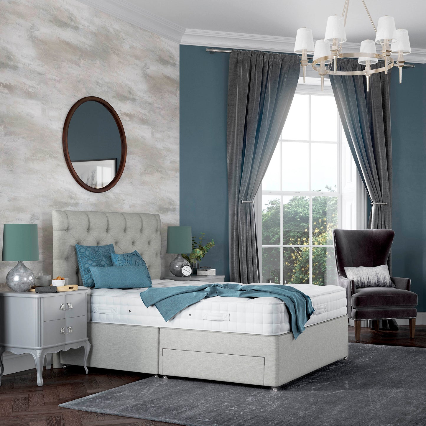 Relyon Braemar 1400 Pocket Sprung Luxurious Hand Made Ottoman Bed Set In Either Softer, Medium Or Firmer