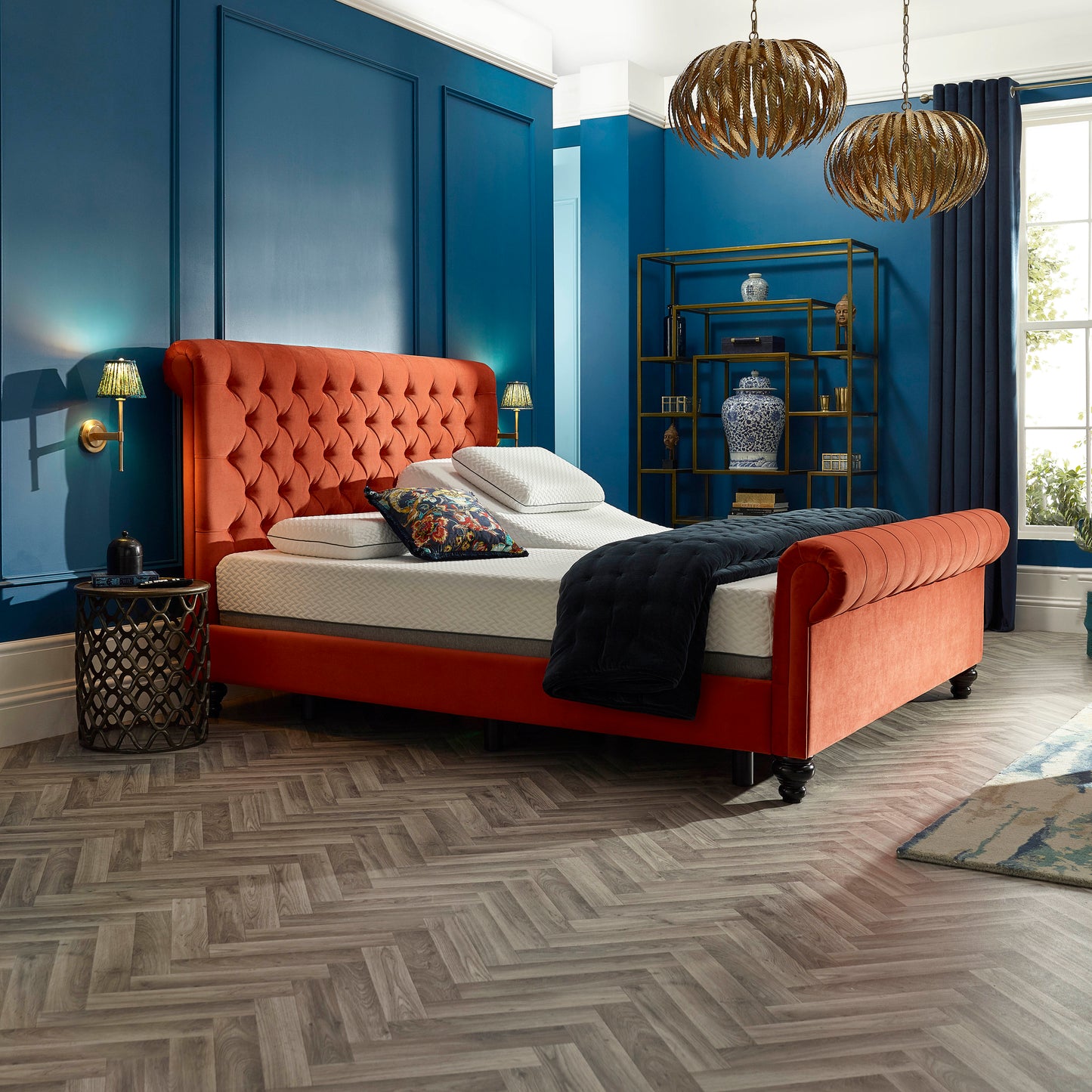 Premium Upholstered Dalta Adjustable Bed Frame With A Gel Pro 4000 Pocket Sprung Medium Firm Feel Mattress VAT FREE