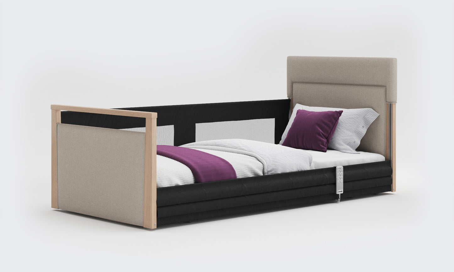 Solo Safeside Upholstered Profiling High Low Floor Bed Home Care Adjustable Bed With A Choice Of Mattresses VAT FREE