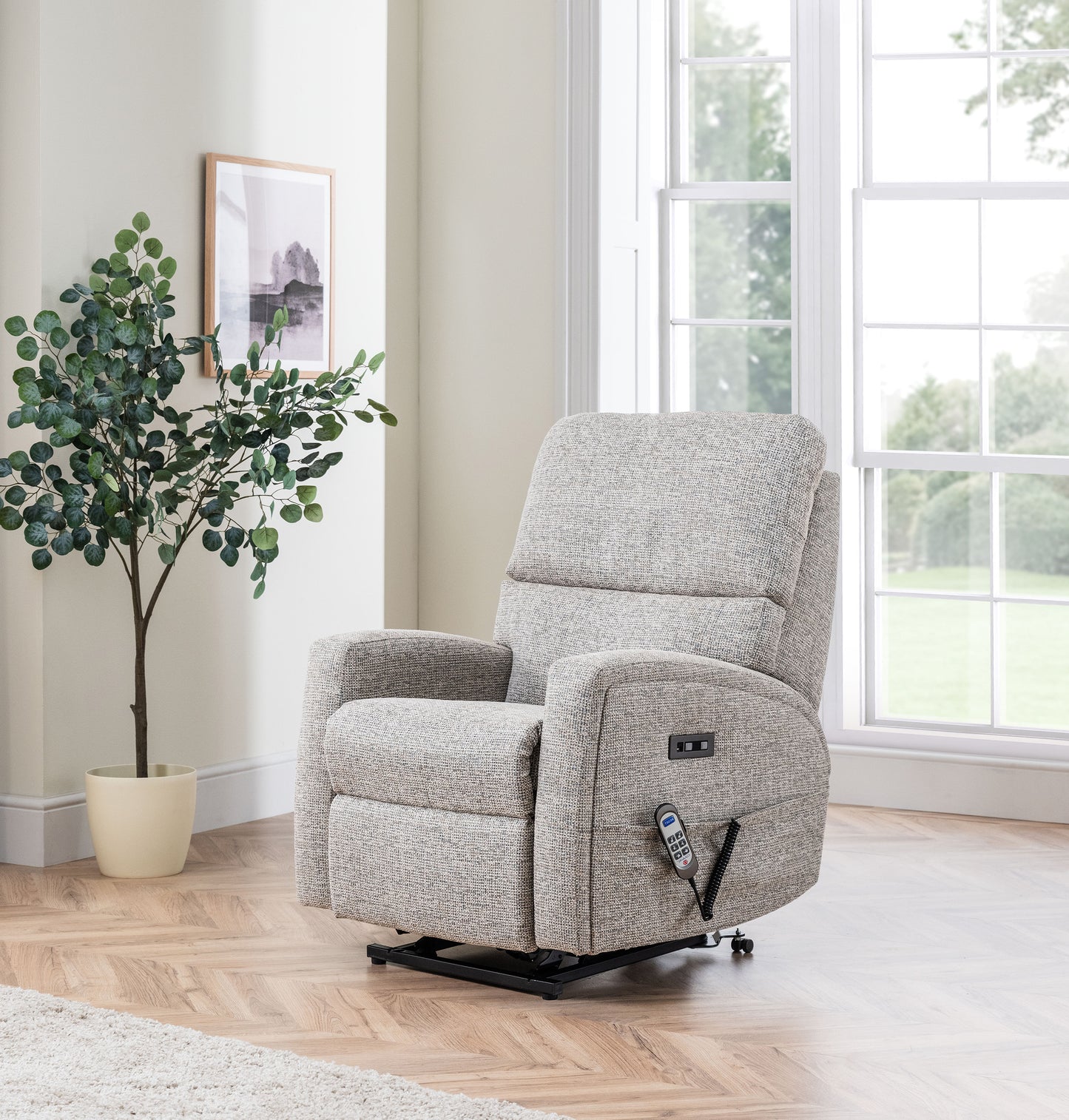 Celebrity Southwell Electric Powered Recliner Fabric Armchair With Mammoth Foam & Lumbar & Headrest Adjustment Option