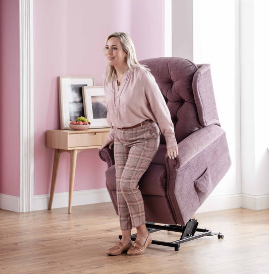 Celebrity Woburn Dual Motor Rise And Recliner Fabric Armchair With Mammoth Foam & Lumbar & Headrest Adjustment Option VAT FREE