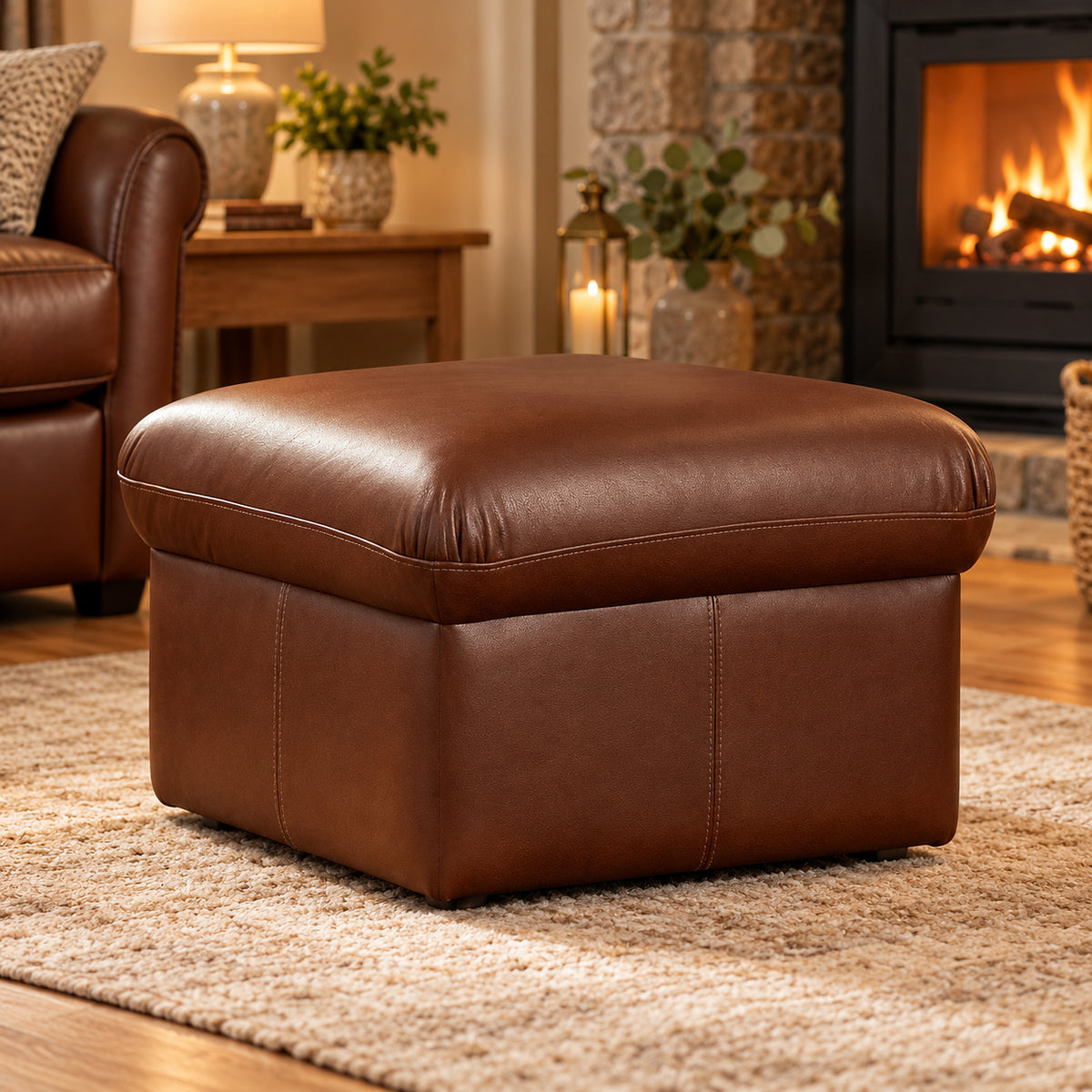 Sherborne Footstool & Storage Footstool In Leather