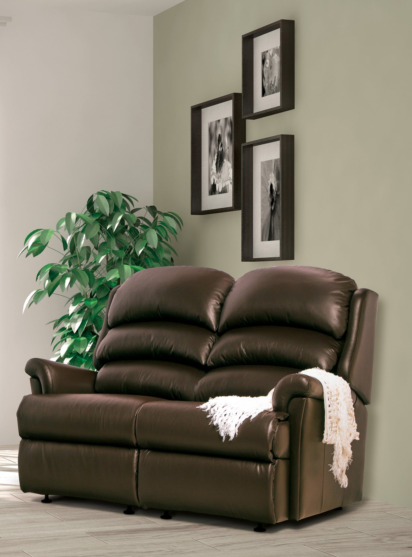 Sherborne Albany Two Seater Fixed Leather Sofa