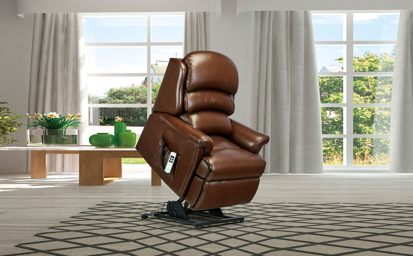 Sherborne Albany Dual Motor Leather Rise And Recliner Armchair VAT FREE
