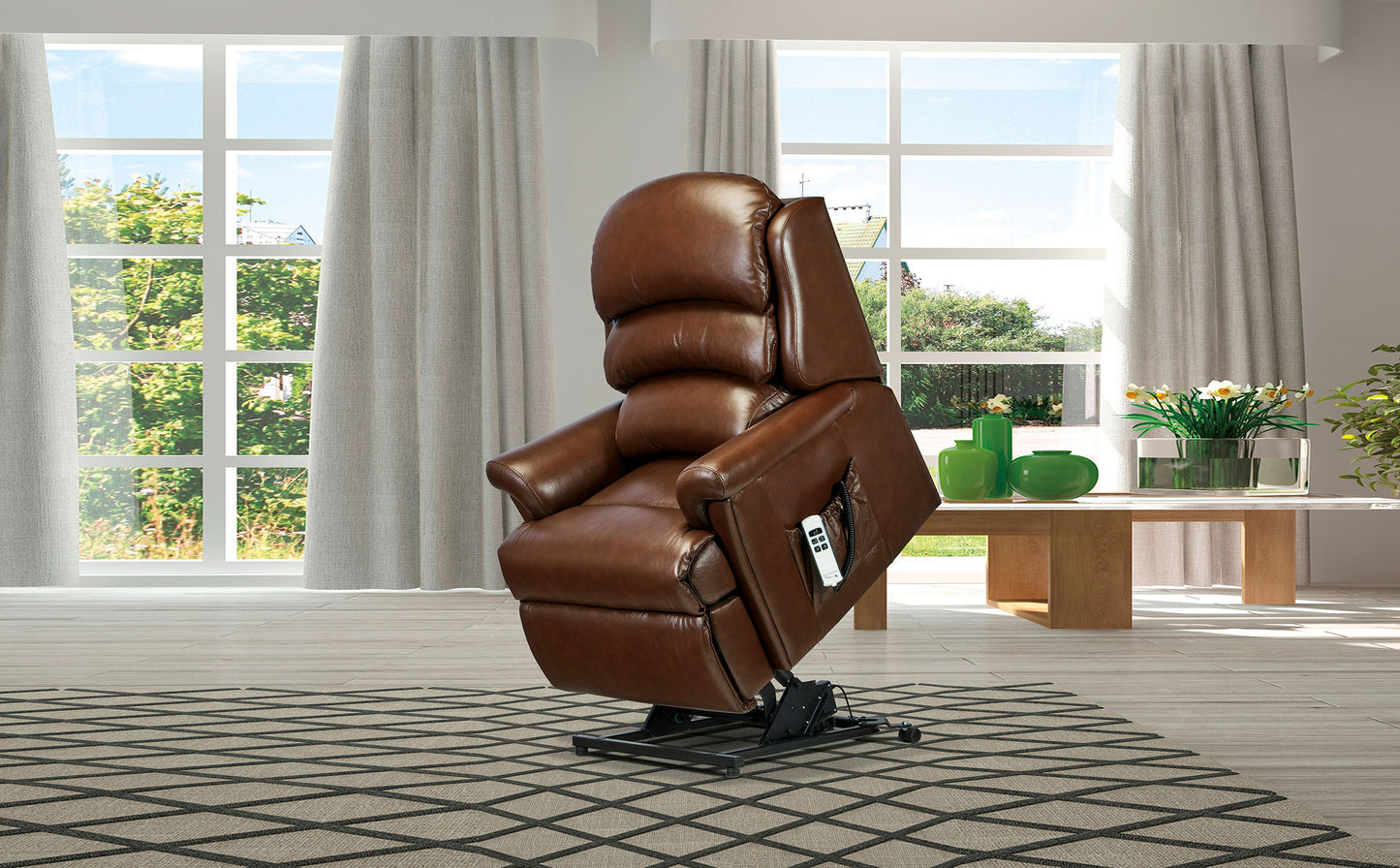 Sherborne Albany Dual Motor Leather Rise And Recliner Armchair VAT FREE