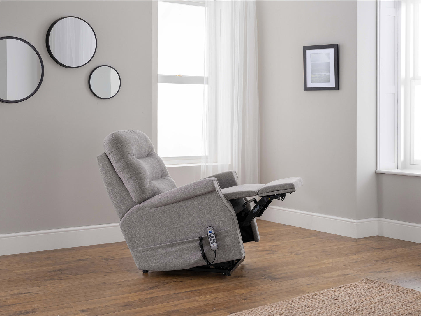 Celebrity Sandhurst Cloud Zero Triple Motor Rise And Recliner Fabric Armchair With Mammoth Foam With Adjustable Headrest Option VAT FREE