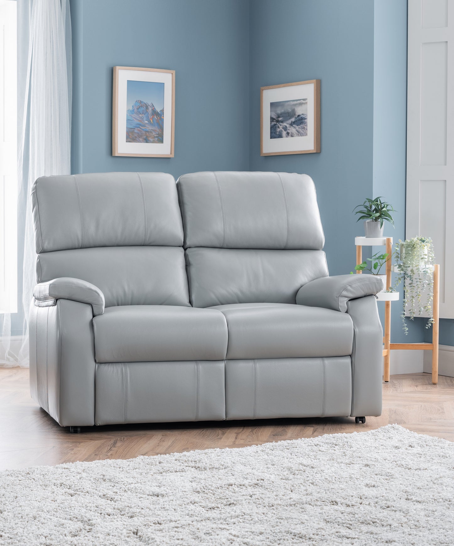 Celebrity Newstead Two Seater Electric Powered Reclining Leather Sofa With Lumbar & Headrest Adjustment Option