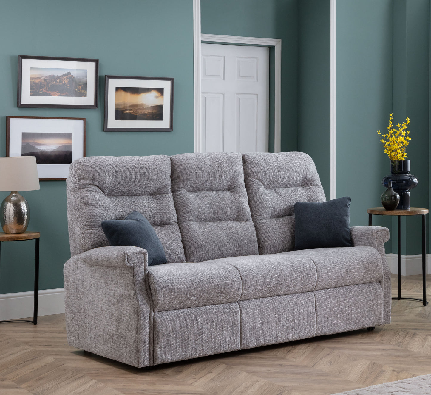 Celebrity Sandhurst Three Seater Settee Electric Powered Reclining Fabric Sofa With Mammoth Foam