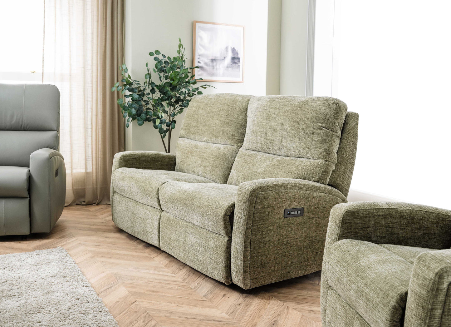 Celebrity Southwell Three Seater Electric Powered Reclining Fabric Sofa With Mammoth Foam & Lumbar & Headrest Adjustment Option