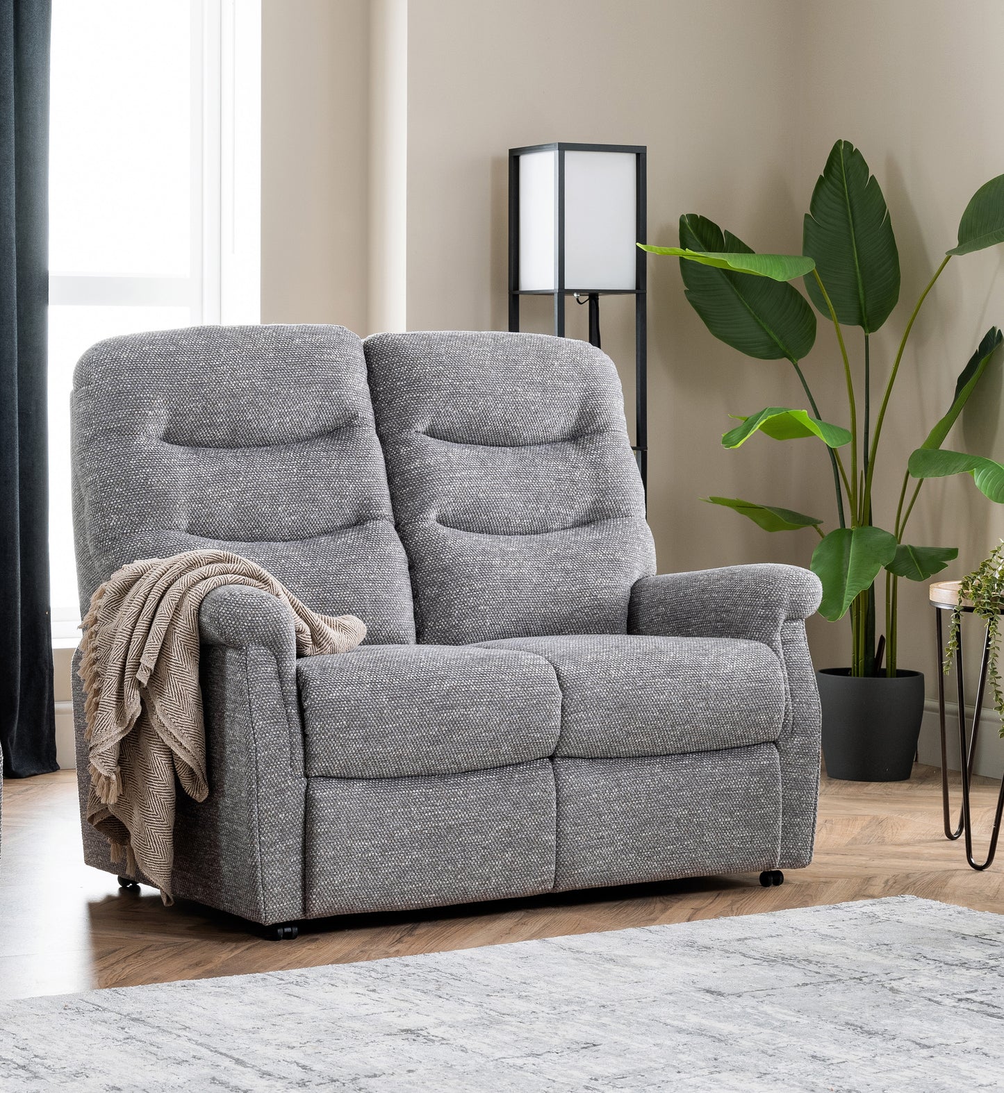 Celebrity Hollingwell Two Seater Settee Electric Powered Reclining Fabric Sofa With Mammoth Foam & Lumbar & Headrest Adjustment Option