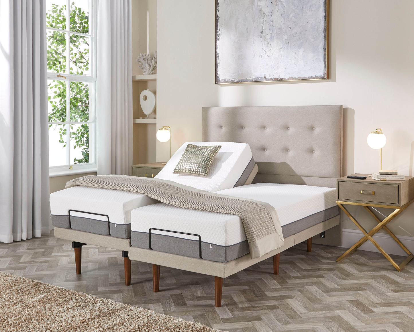 Emerald Motion Adjustable Bed With A Gel 1000 Pocket Sprung Soft Medium Feel Mattress VAT FREE