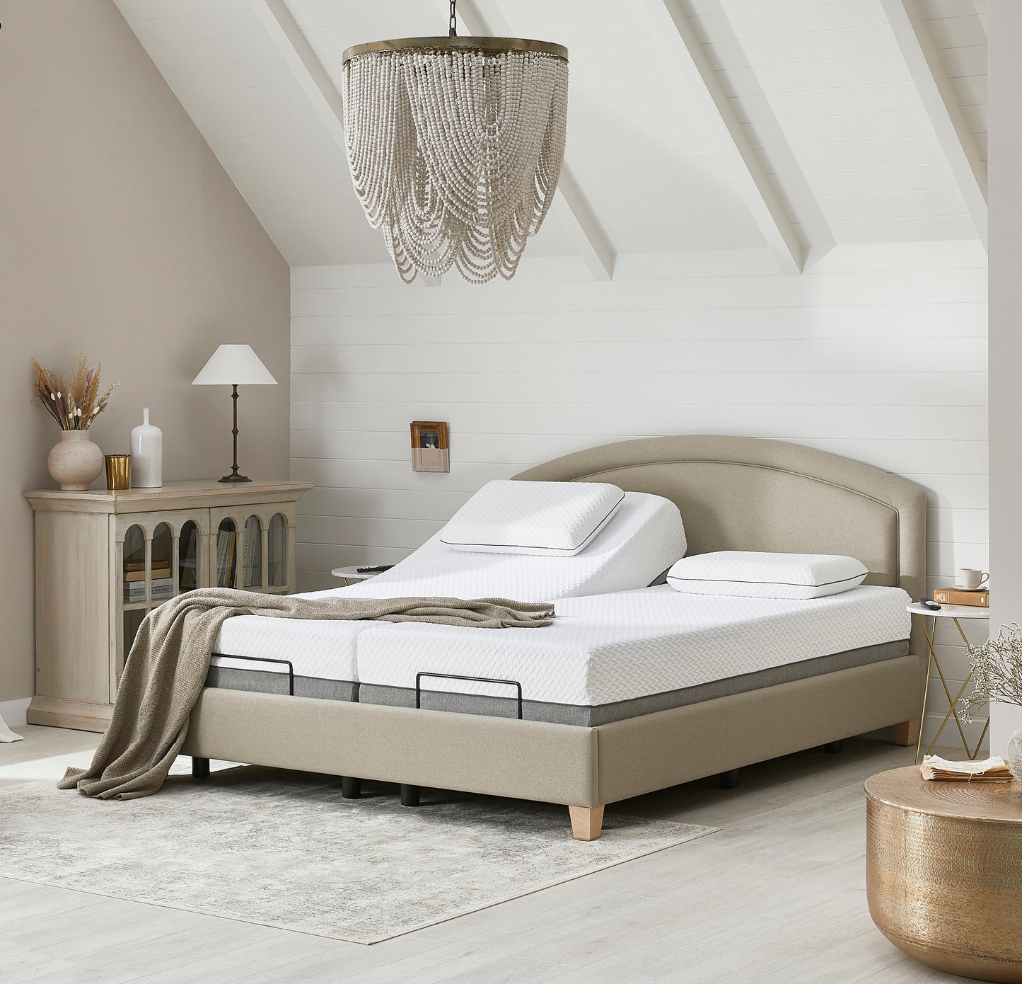 Eden Premium Upholstered Adjustable Bed With A Natural 2500 Pocket Sprung Medium Feel Mattress VAT FREE