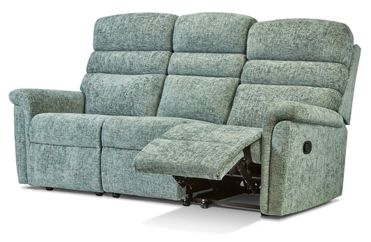 Sherborne Comfi-Sit Three Seater Electric Reclining Fabric Sofa With Headrest Adjustment Option