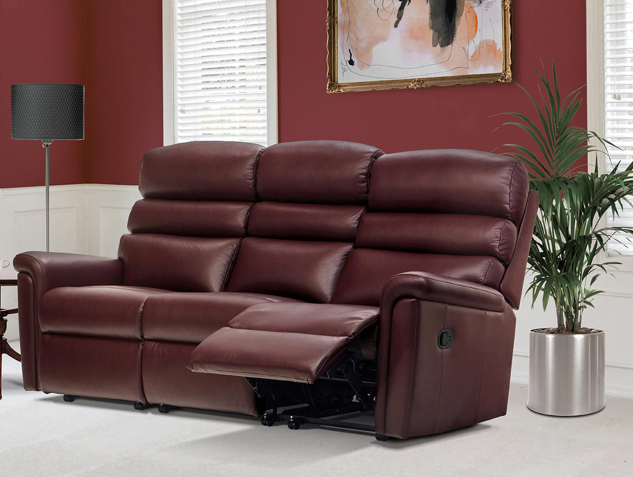 Sherborne Comfi-Sit Three Seater Manual Reclining Leather Sofa