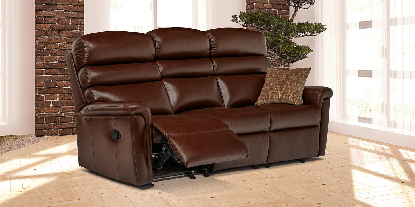 Sherborne Comfi-Sit Three Seater Manual Reclining Leather Sofa
