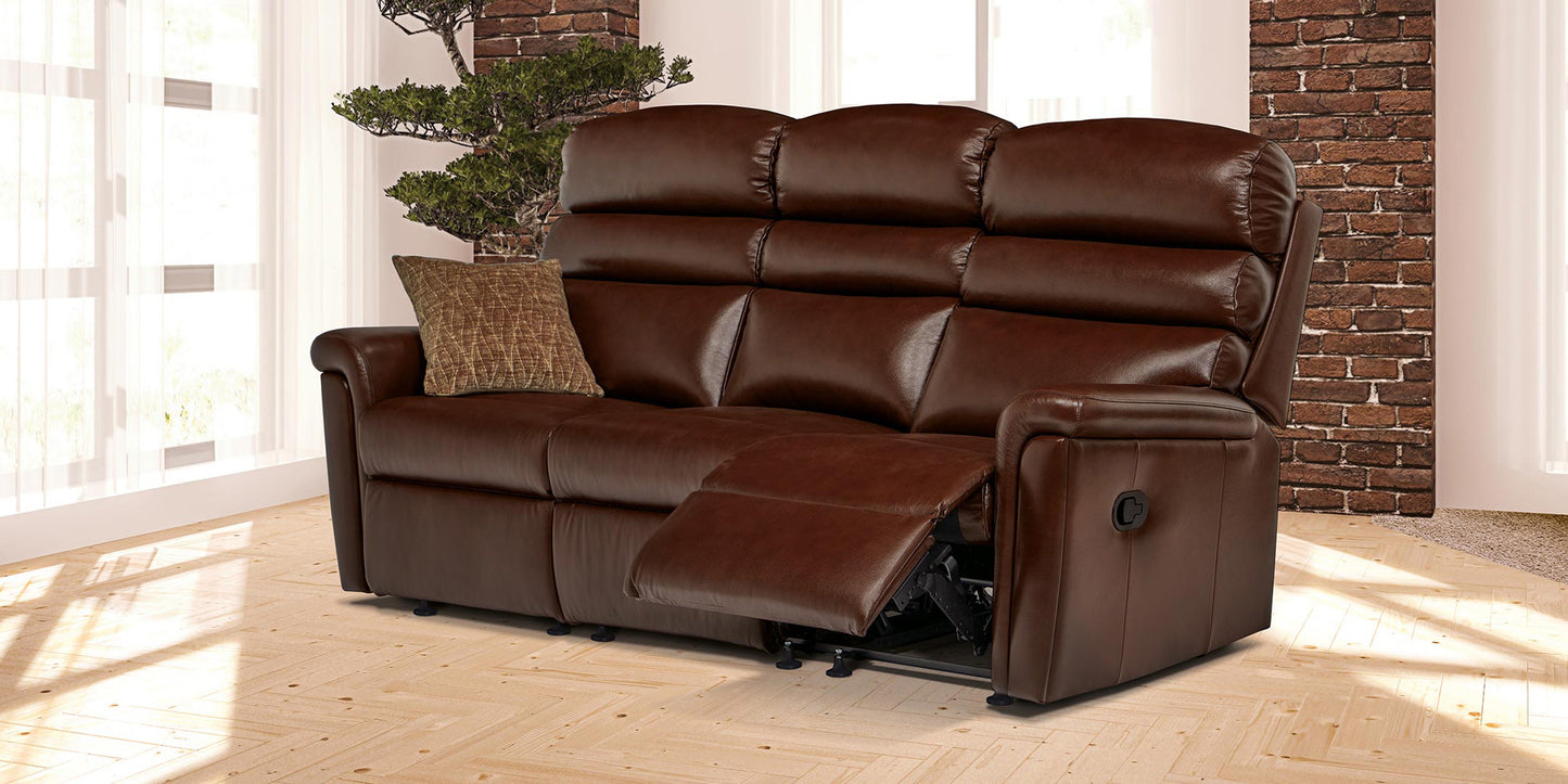 Sherborne Comfi-Sit Three Seater Electric Reclining Leather Sofa With Headrest Adjustment Option