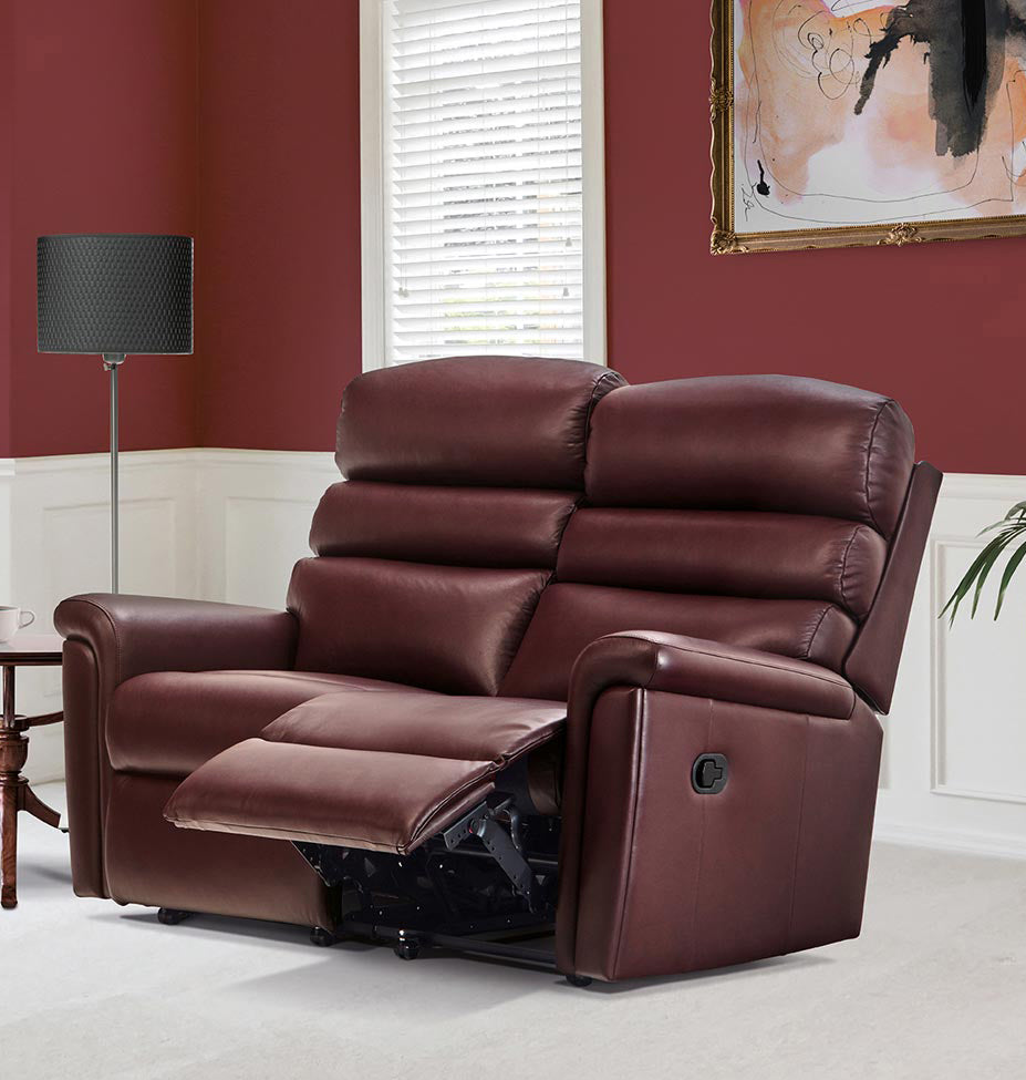 Sherborne Comfi-Sit Two Seater Electric Reclining Leather Sofa With Headrest Adjustment Option