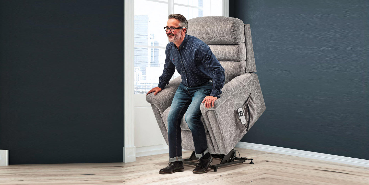 Sherborne Comfi-Sit Cloud Comfort Triple Motor Fabric Riser Recliner Armchair With Lumbar Or Headrest Adjustment Option VAT FREE