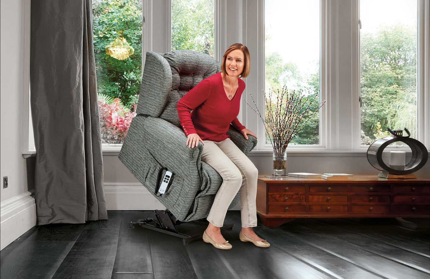 Sherborne Lynton Dual Motor Fabric Rise And Recliner Armchair VAT FREE