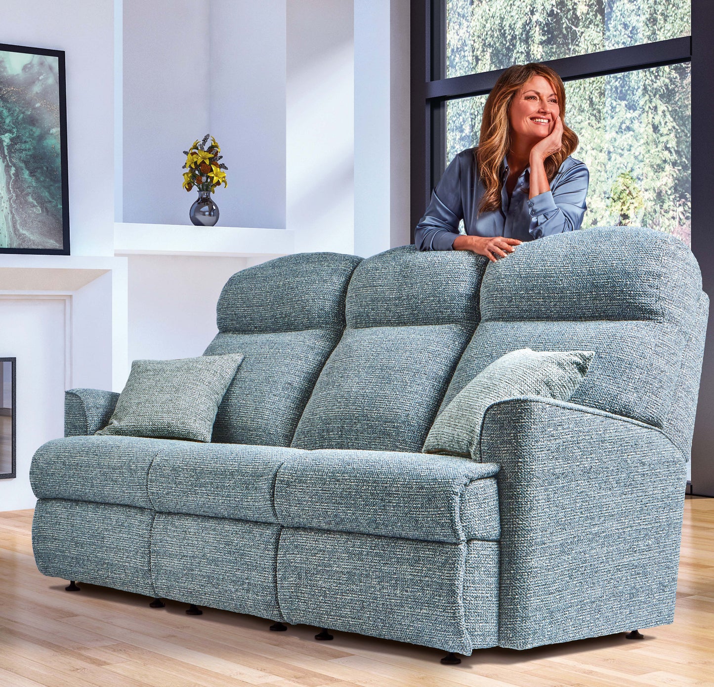Sherborne Harrow Three Seater Manual Reclining Fabric Sofa