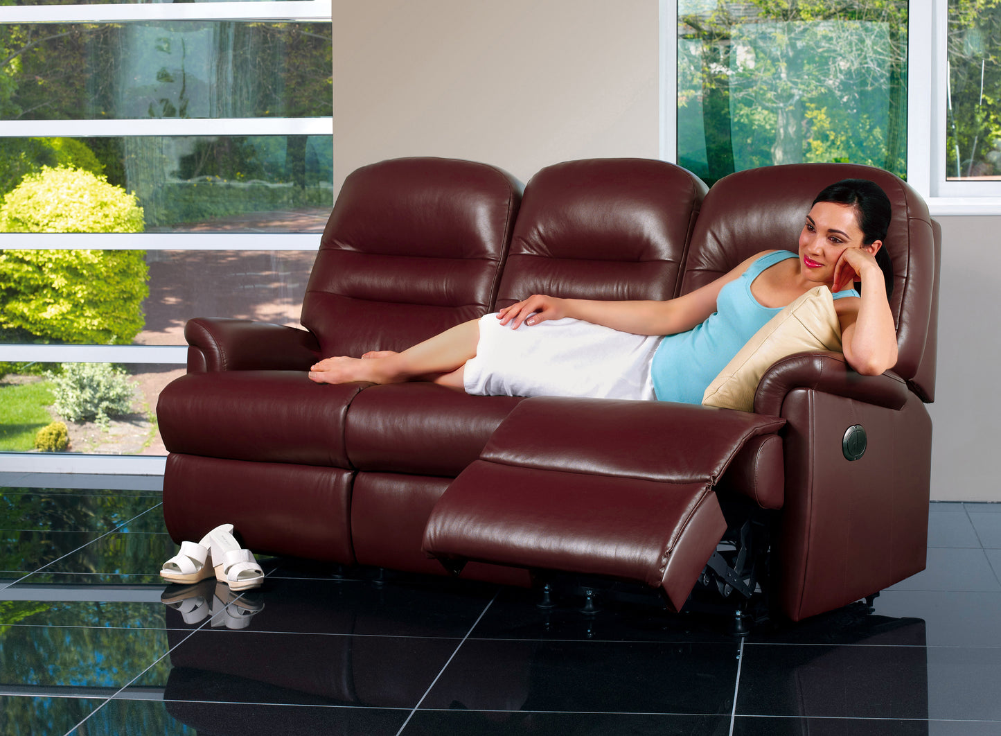 Sherborne Keswick Three Seater Electric Reclining Leather Sofa