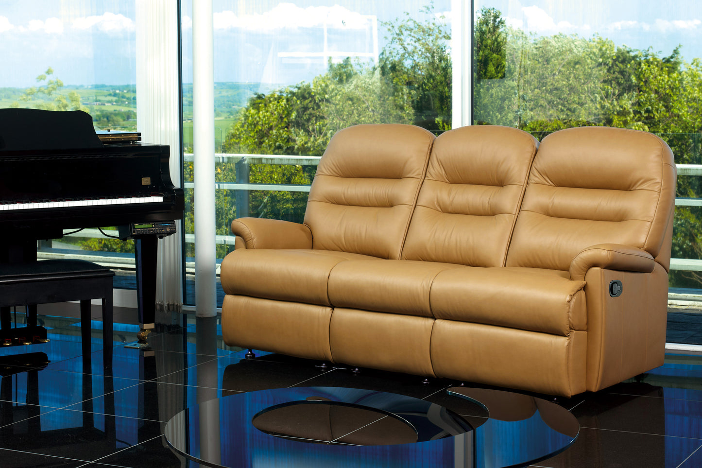 Sherborne Keswick Three Seater Fixed Leather Sofa