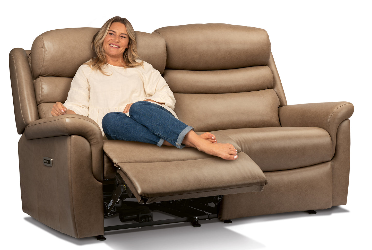 Sherborne Leyburn Two Seater Lounger Manual Reclining Leather Sofa