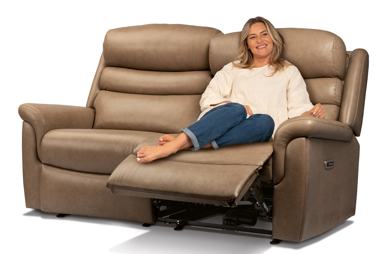 Sherborne Leyburn Two Seater Lounger Manual Reclining Leather Sofa