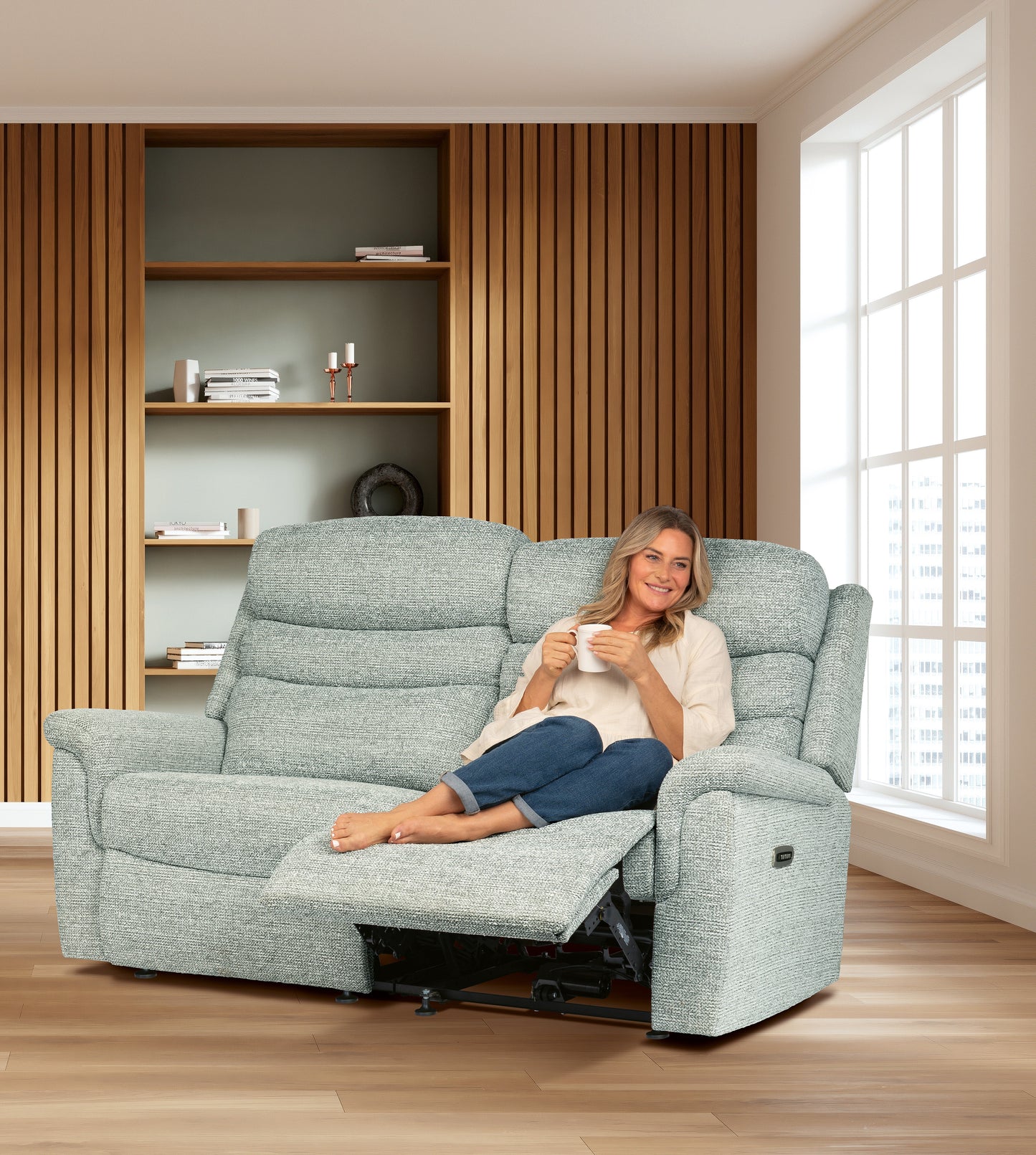 Sherborne Leyburn Two Seater Lounger Manual Reclining Fabric Sofa