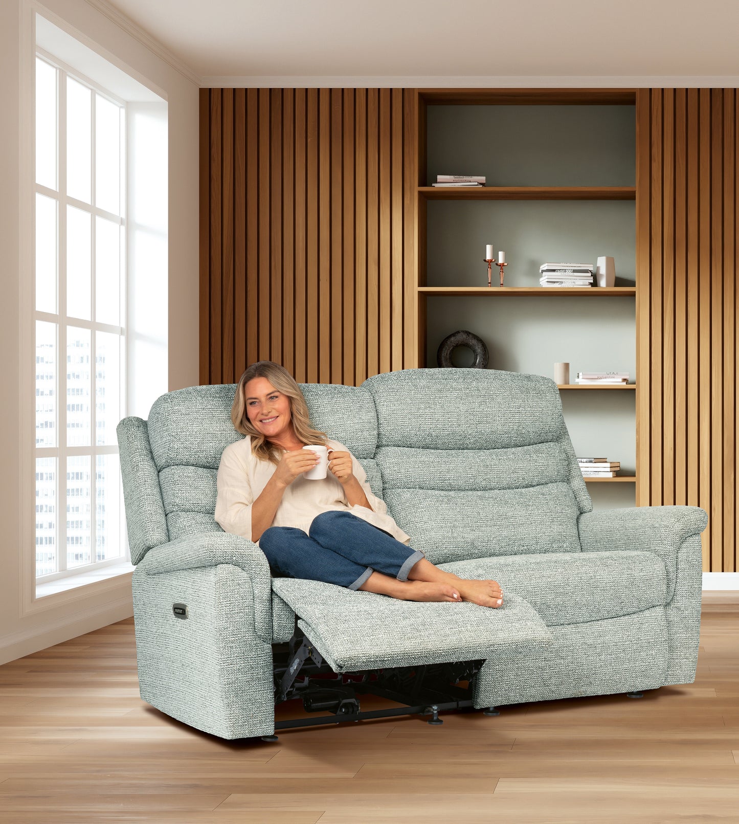 Sherborne Leyburn Two Seater Lounger Manual Reclining Fabric Sofa